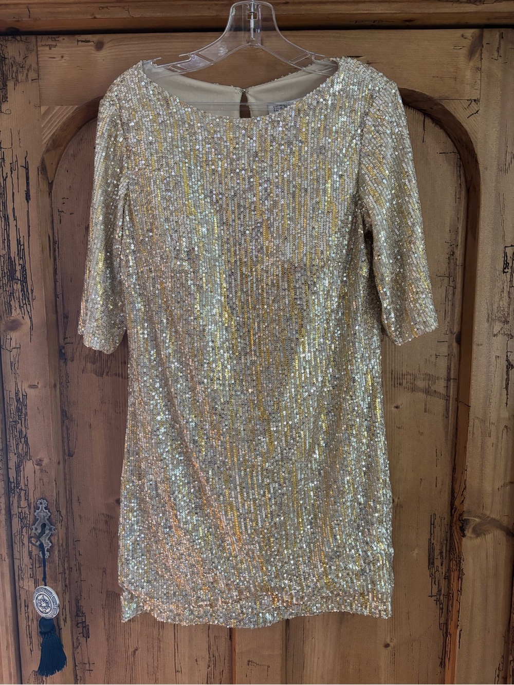 Ieena for Mac Duggal Gold and Silver Sequined Mini Cocktail Dress Size 8 EU